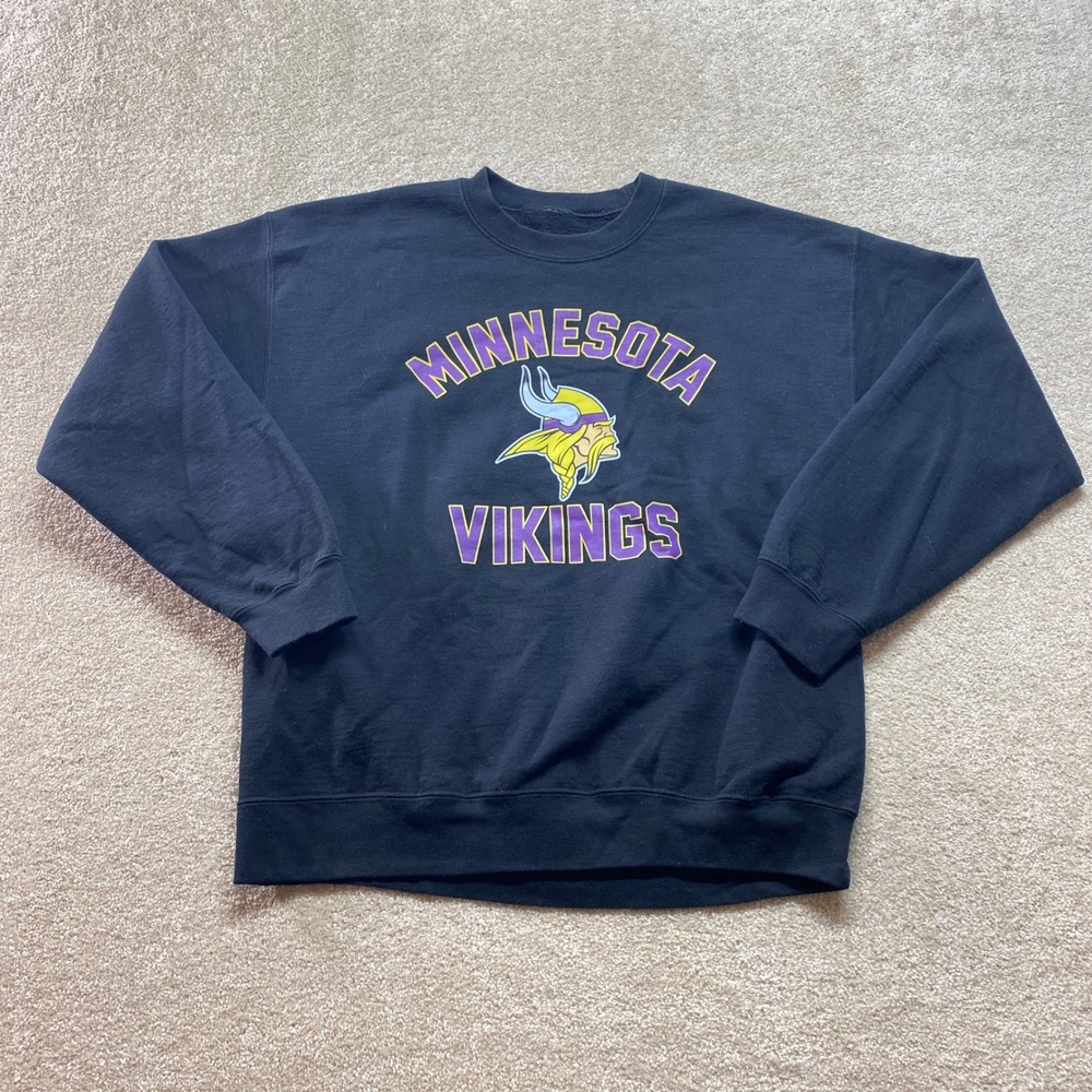 NFL Team Apparel Minnesota Vikings Sweatshirt Mens Large Black Crewneck‎
